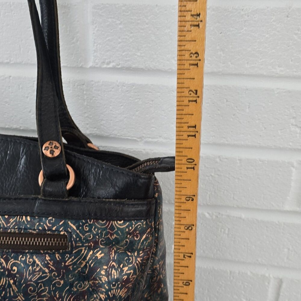 Patricia Nash Black Gold Embossed Floral Tote Bag Metal Hardware Medium - Picture 9 of 16